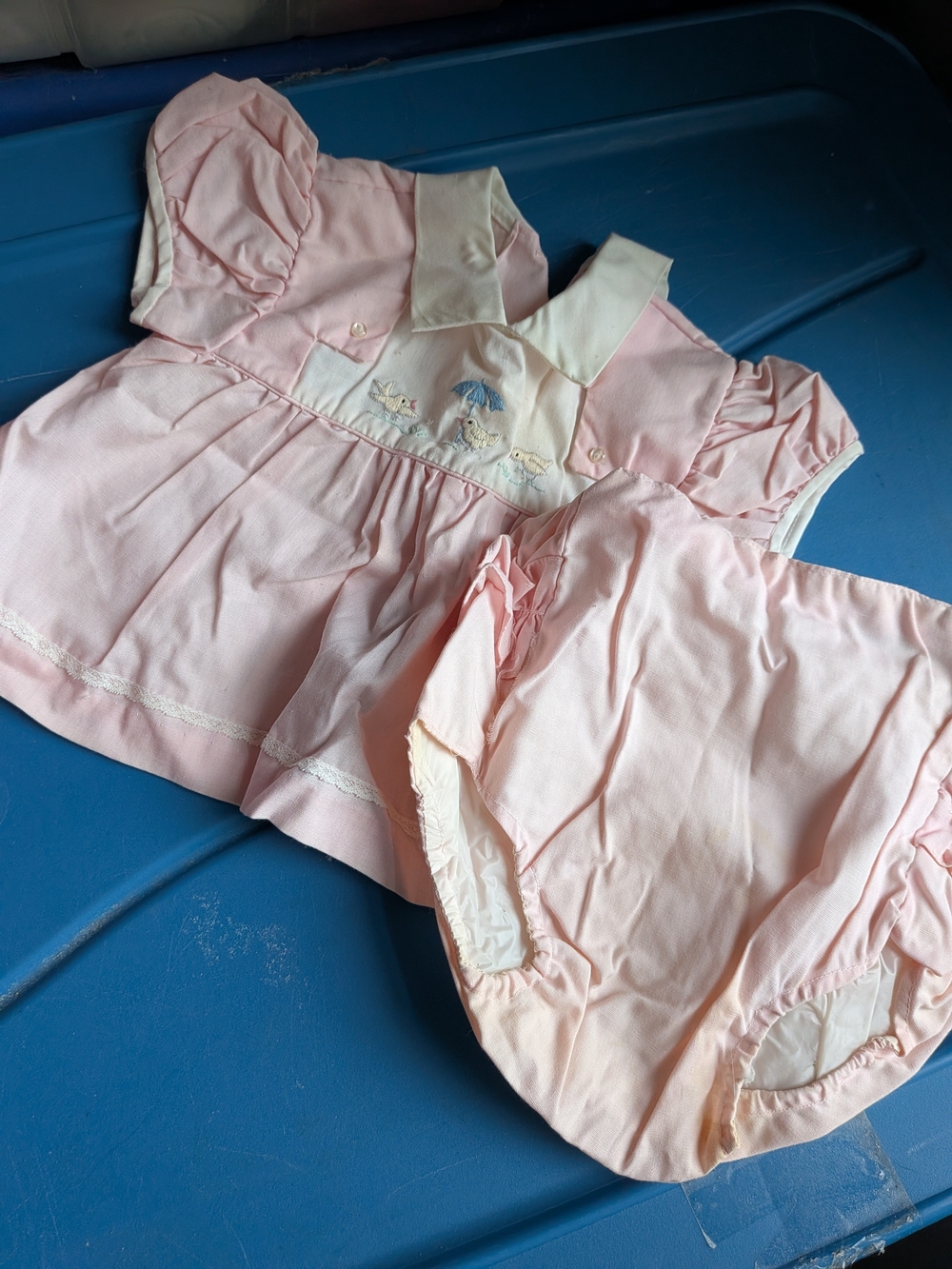 Vintage Pink Baby Dress & Bloomers Set